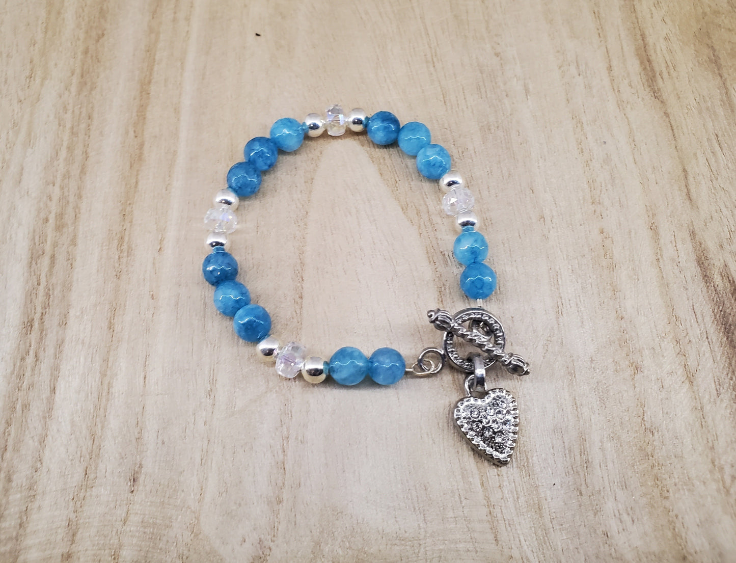 Blue Apatite & Crystal Bracelet Set