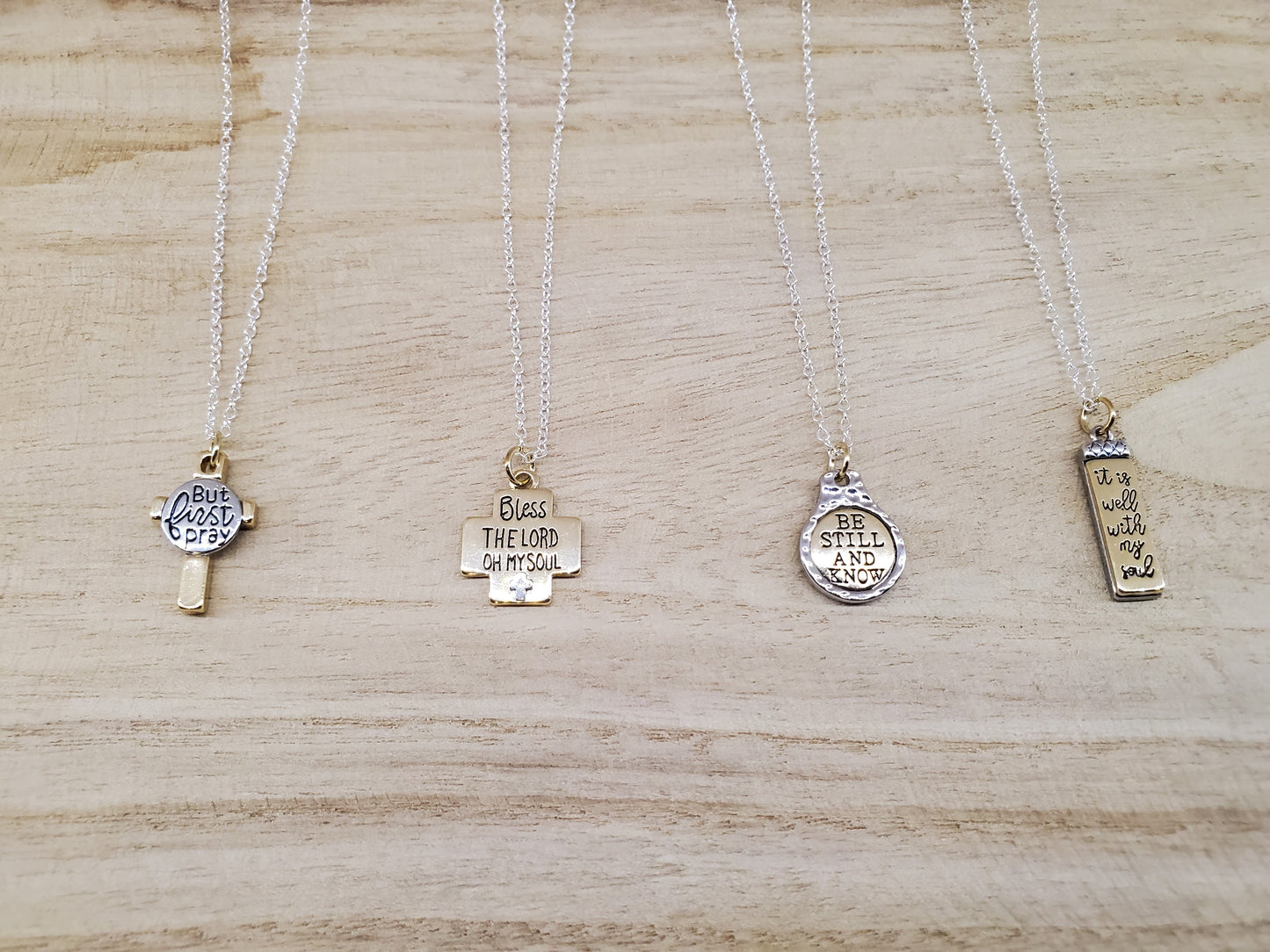 Silver & Gold Scripture Necklaces