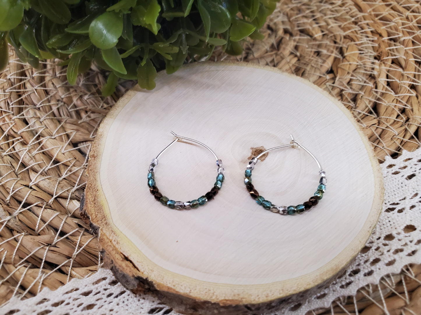 Faceted Glass Hoops