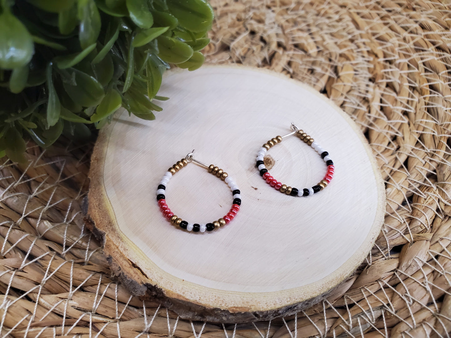 Boho Seed Bead Multi-Colored Hoops Earrings