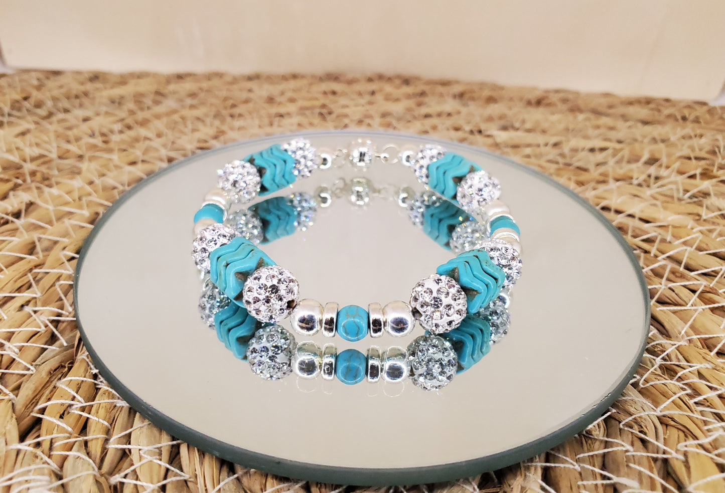 Turquoise & Crystal Chevron Bracelet