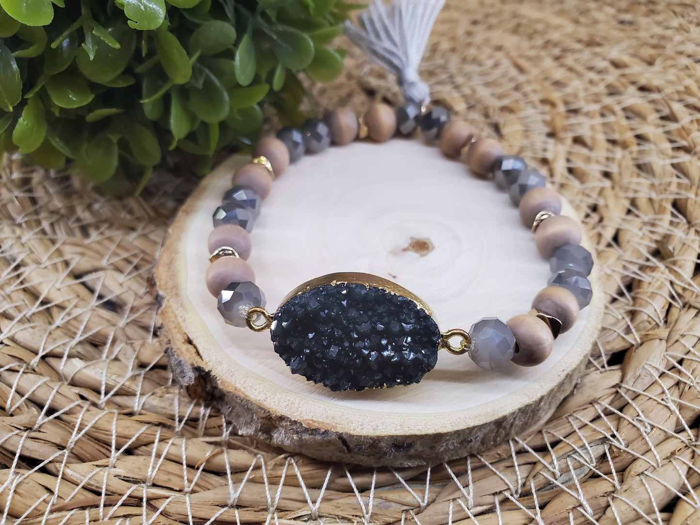 Gray Faux Druzy Diffuser Bracelet