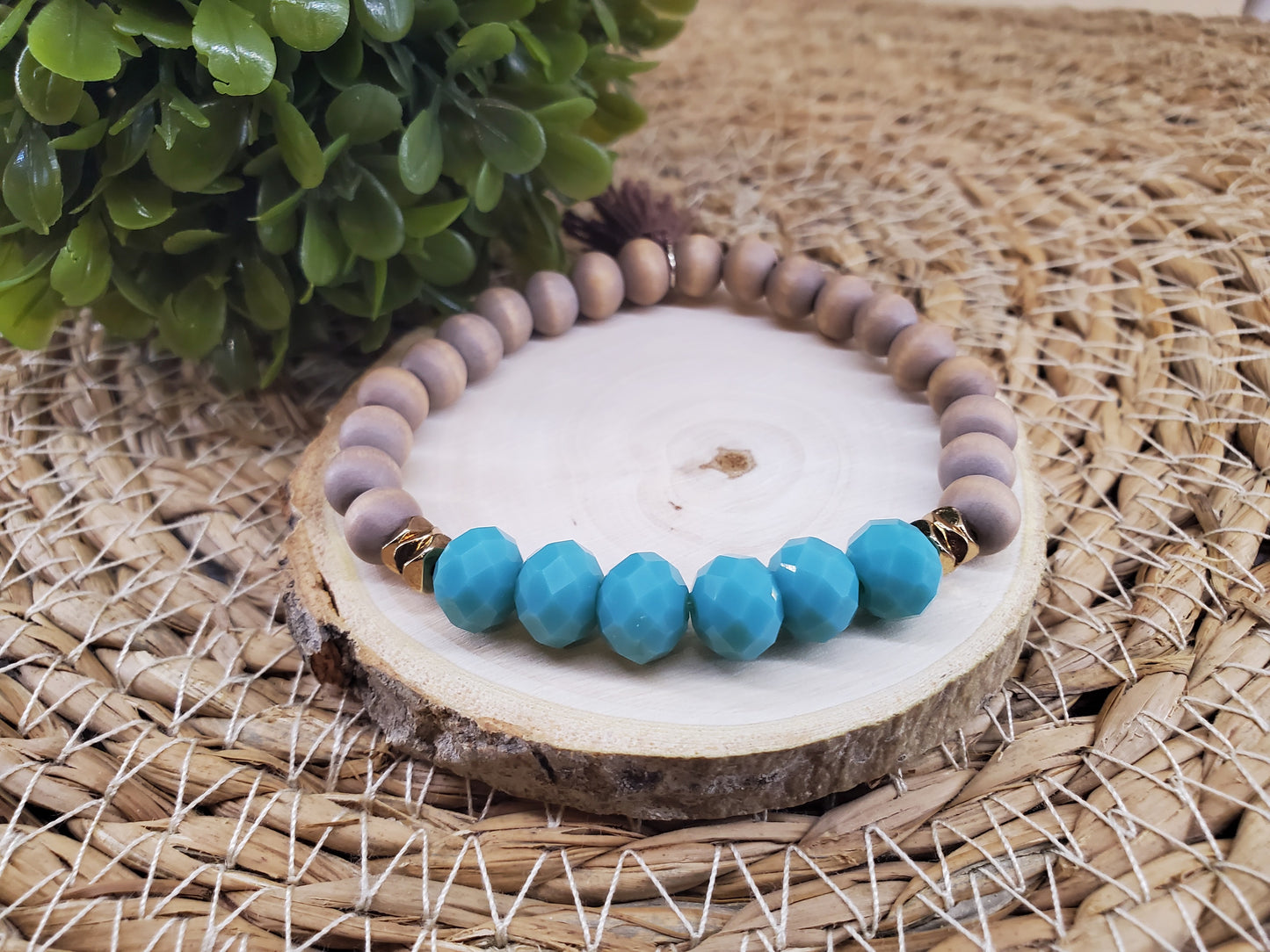 Teal Milk Glass Diffuser Bracelet