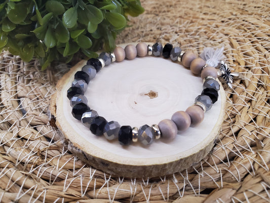 Black & Gray Crystal Diffuser Bracelet