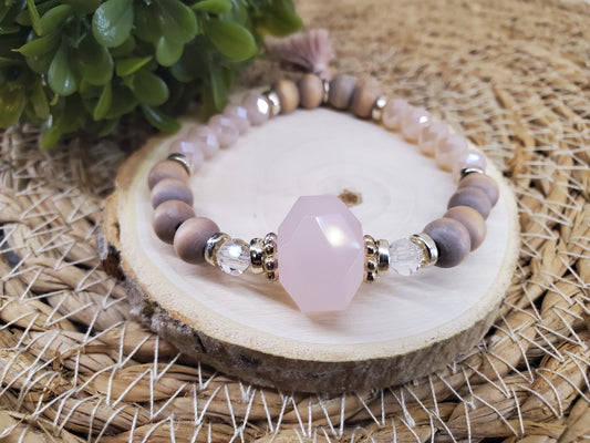 Pink Milk Glass Diffuser Bracelet