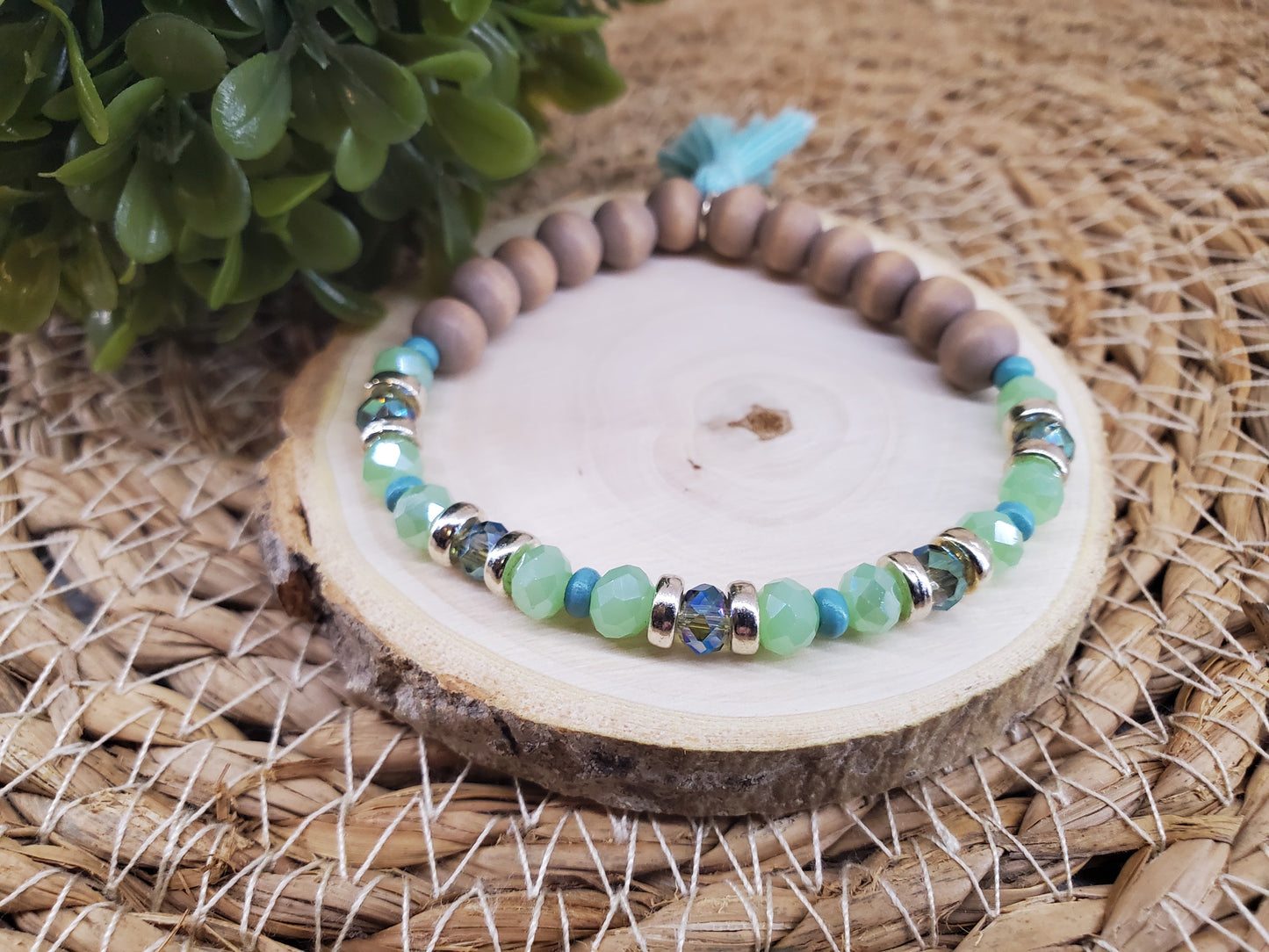 Mint & Teal Crystal Diffuser Bracelet