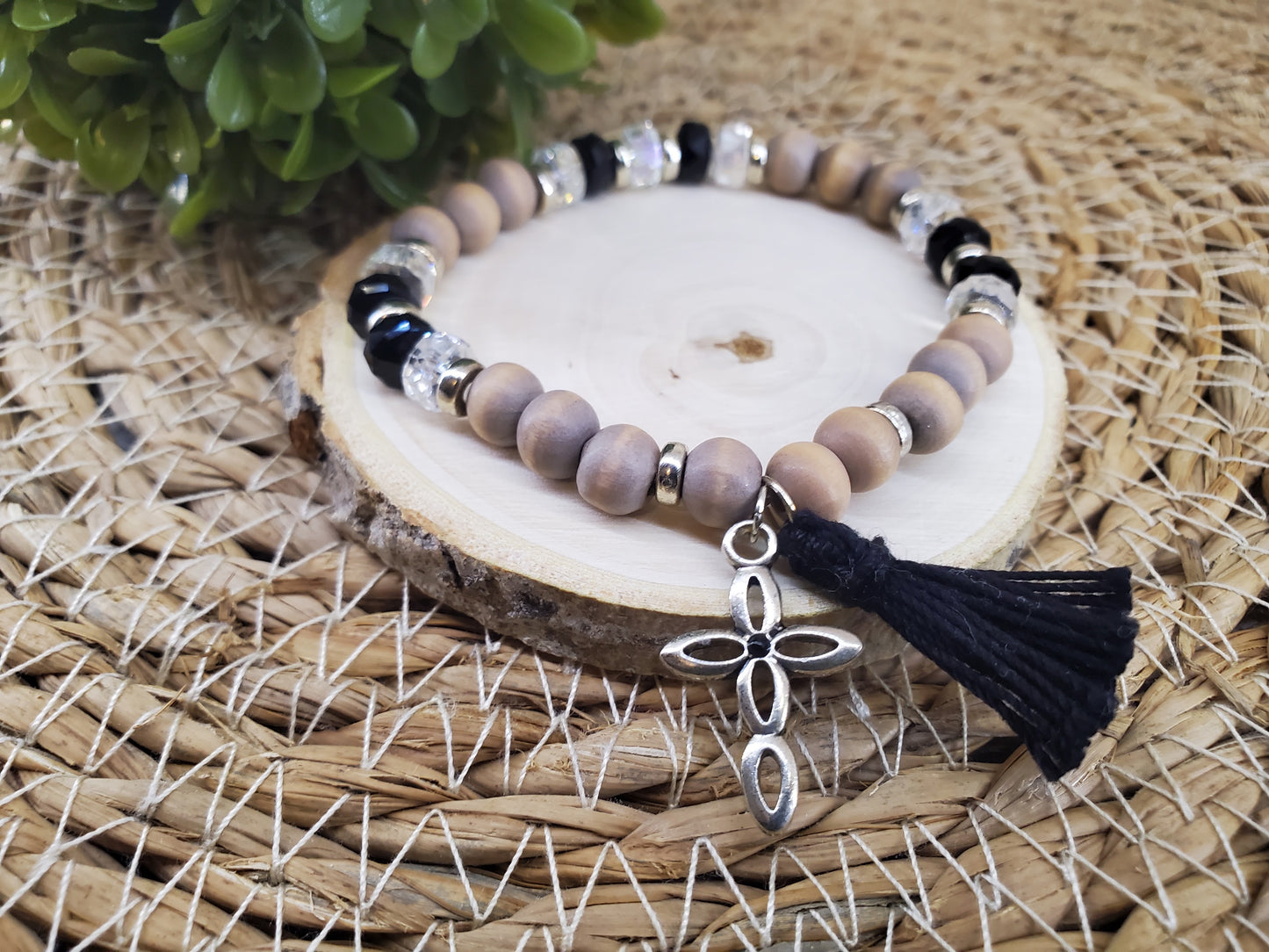 Black Crystal Diffuser Bracelet