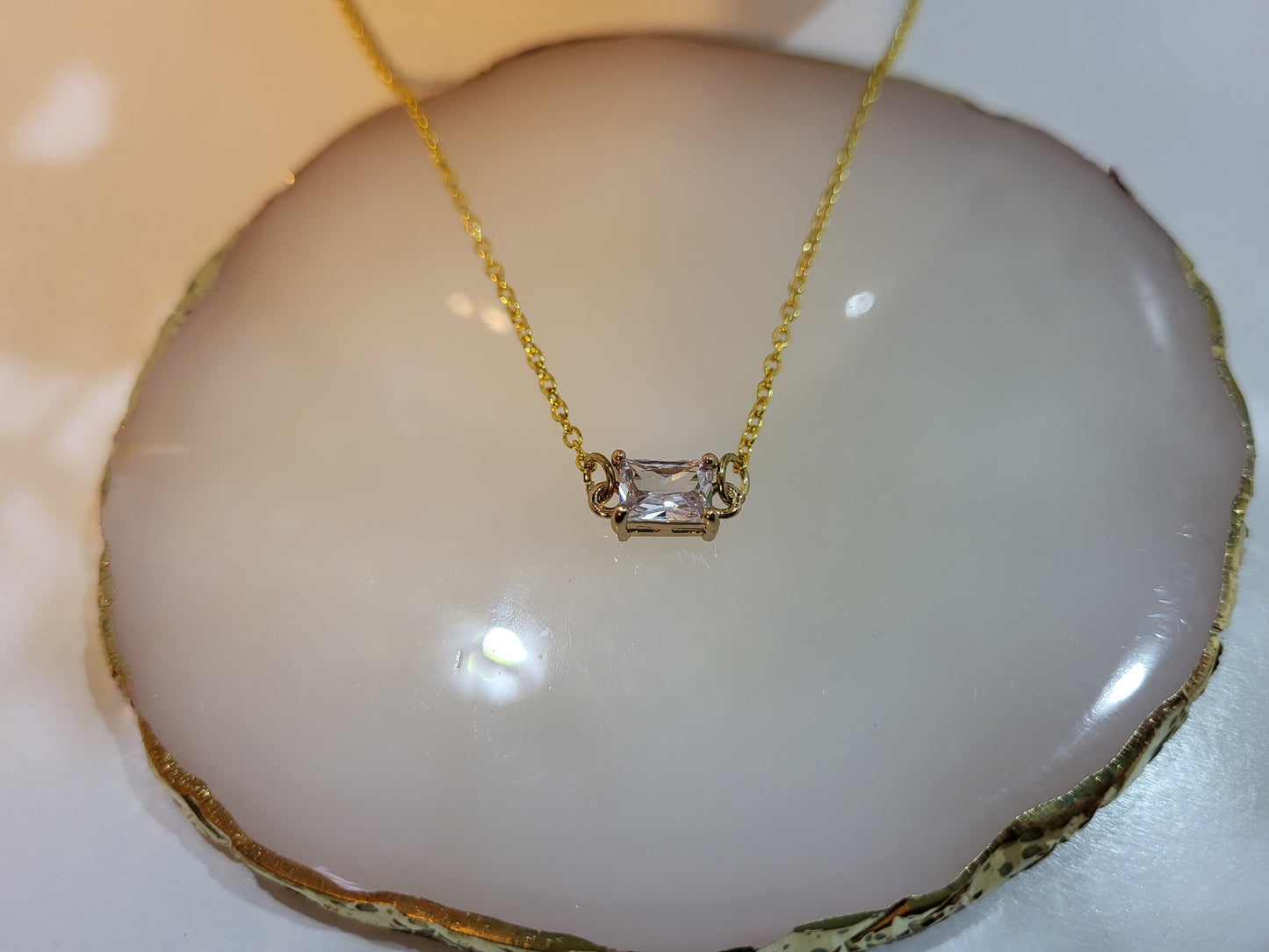 Radiant Cut Gold CZ Necklaces