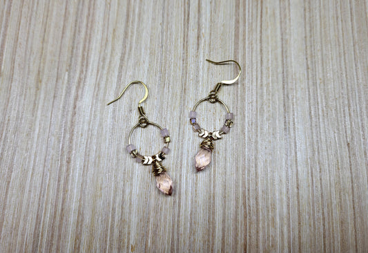 Pink Boho Teardrop Earrings