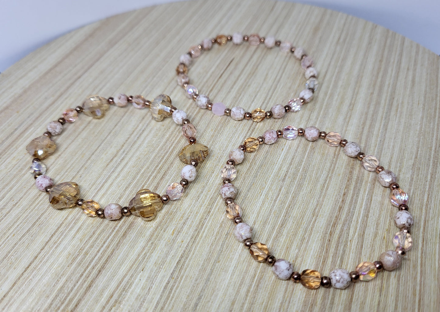 Pink and Tan Bracelet Set