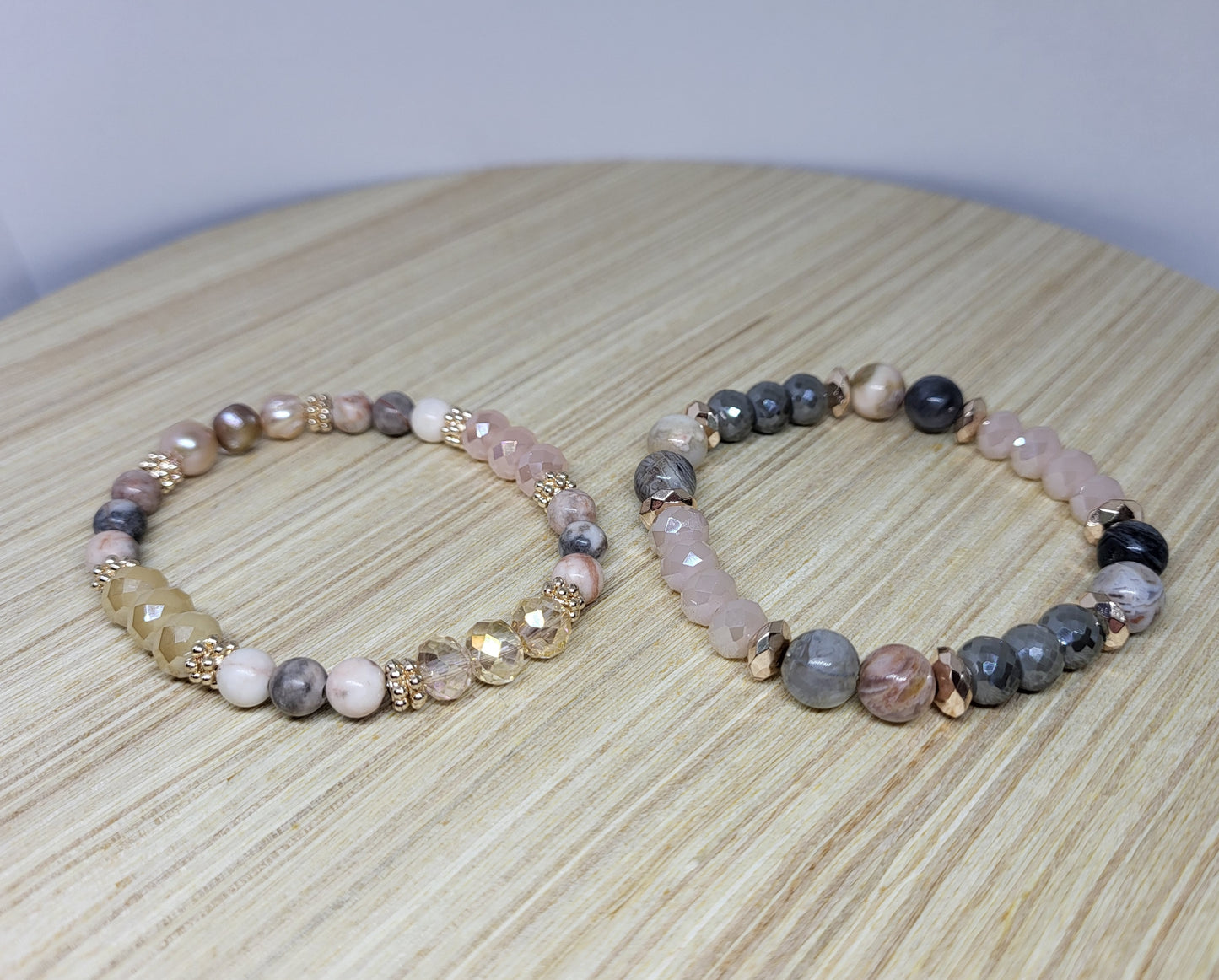 Pink and Gray Marble Bracelet Set