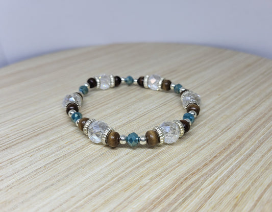 Chiffon Sea Wood and Crystal Bracelet