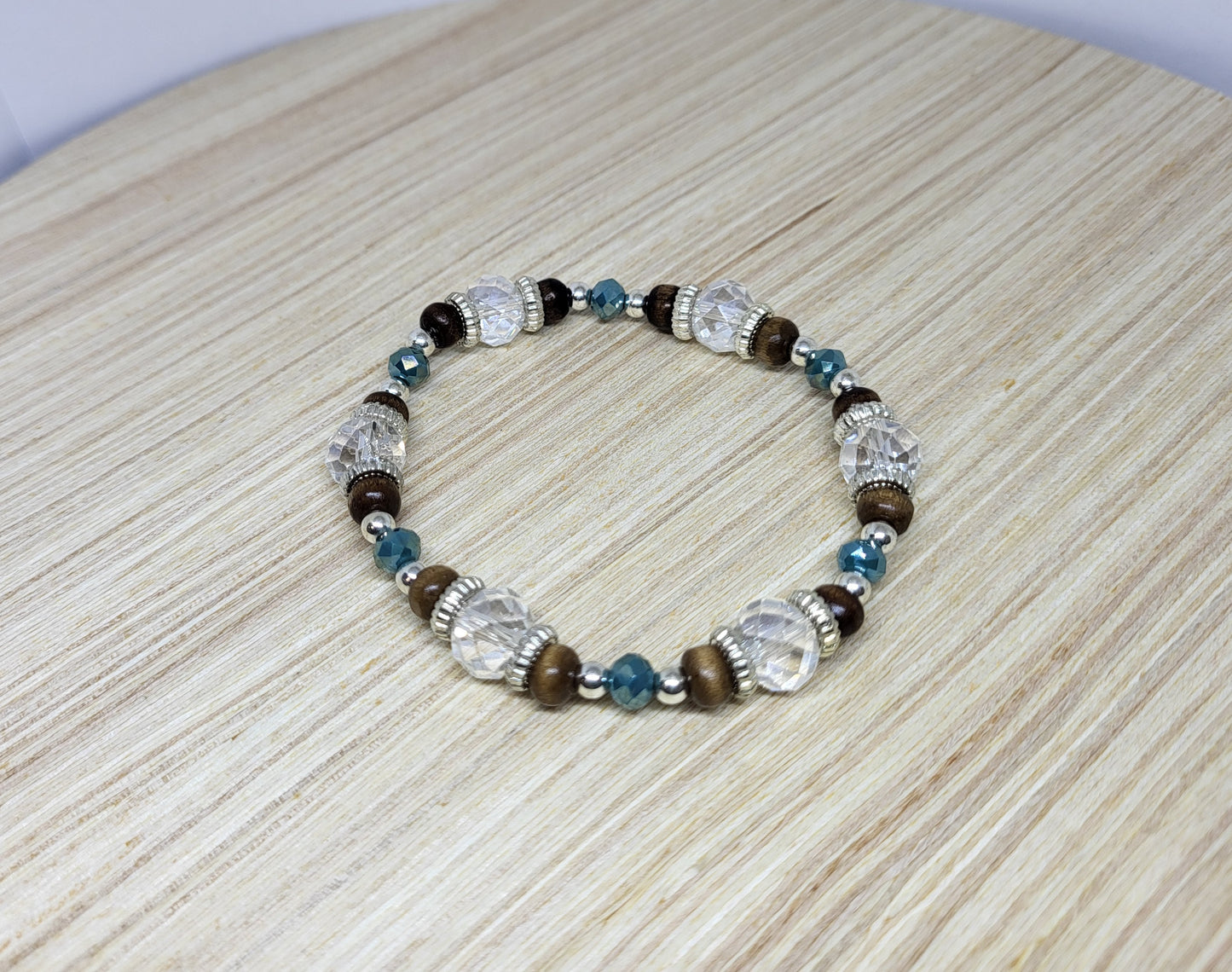 Chiffon Sea Wood and Crystal Bracelet