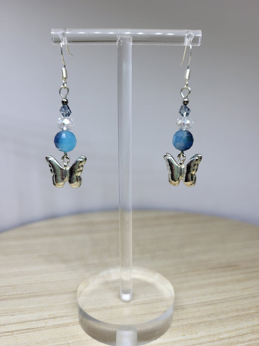 Blue Butterfly Crystal Earrings