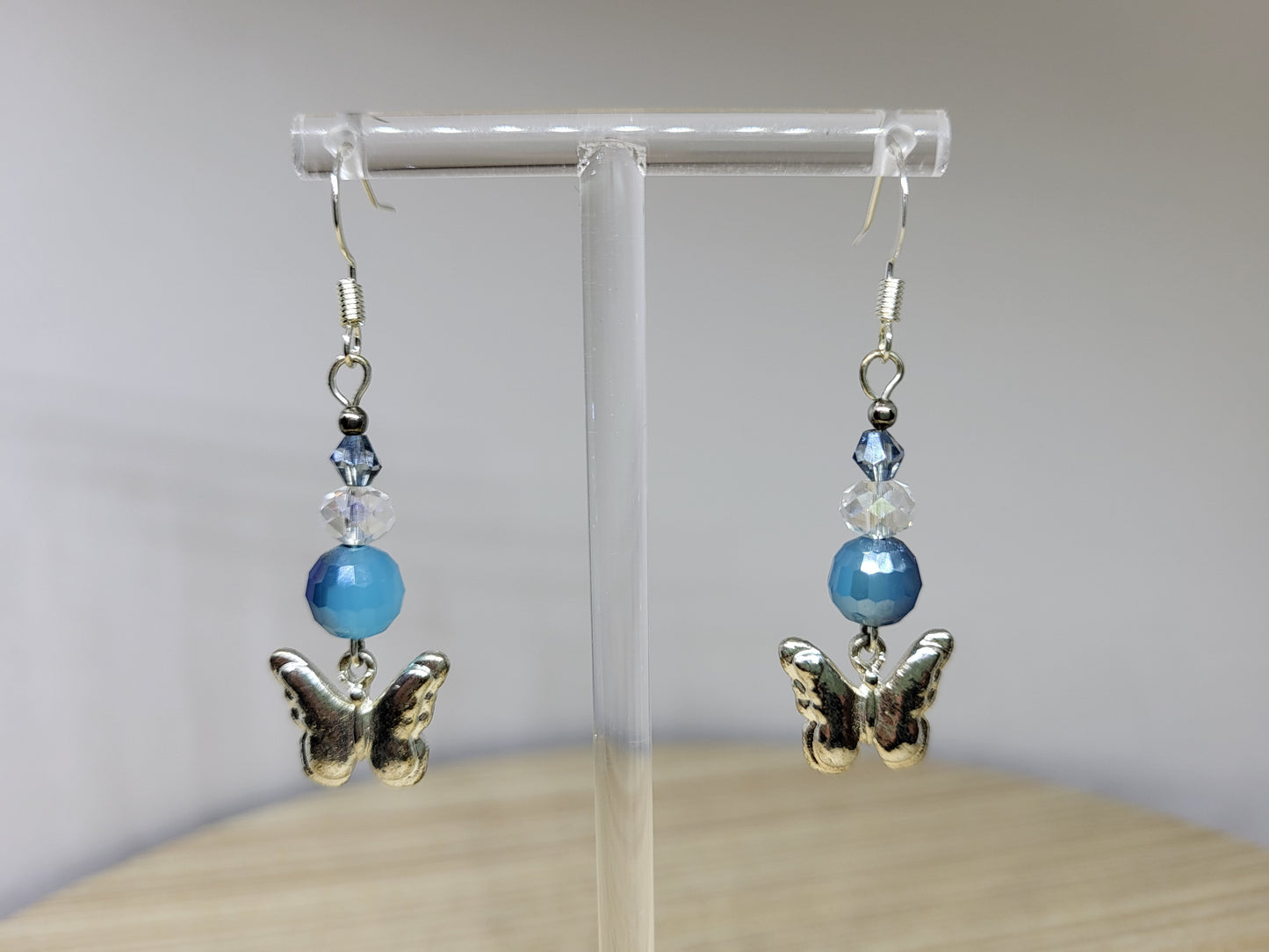 Blue Butterfly Crystal Earrings