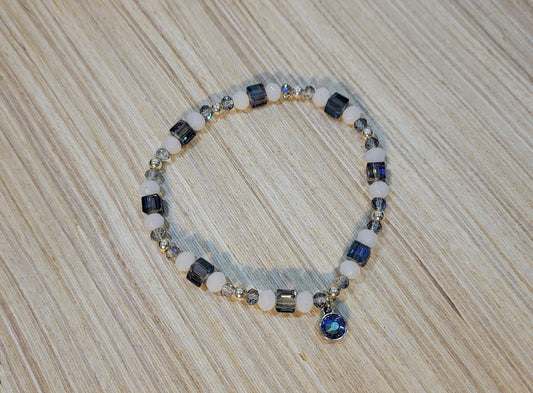 Gray Crystal Cube Bracelet