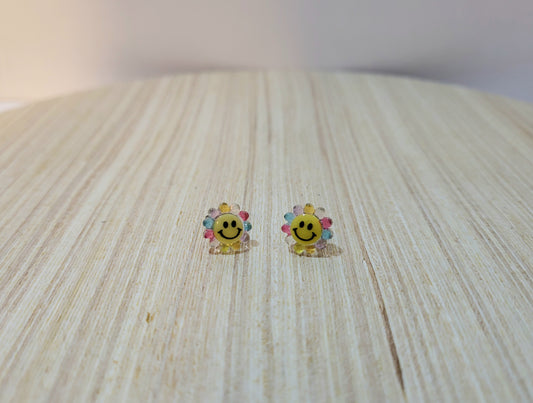 Smiley Face Flower Studs