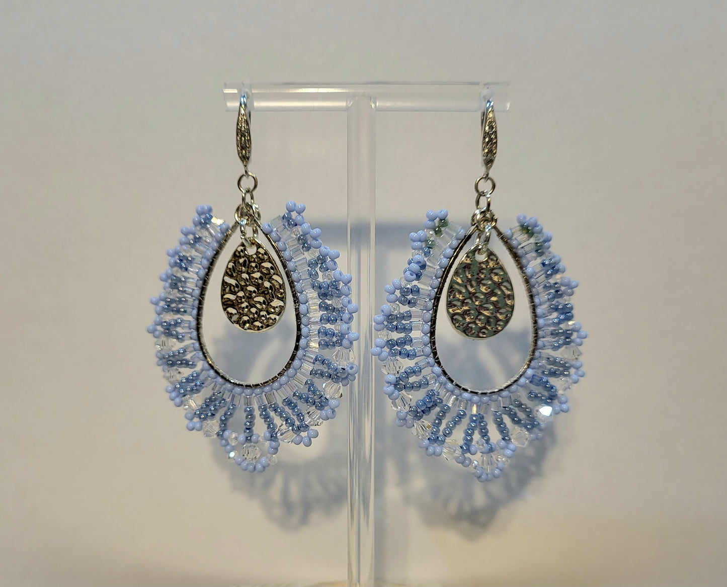 Hammered & Stitched Seed Bead Earrings