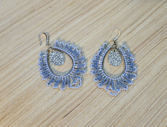 Hammered & Stitched Seed Bead Earrings