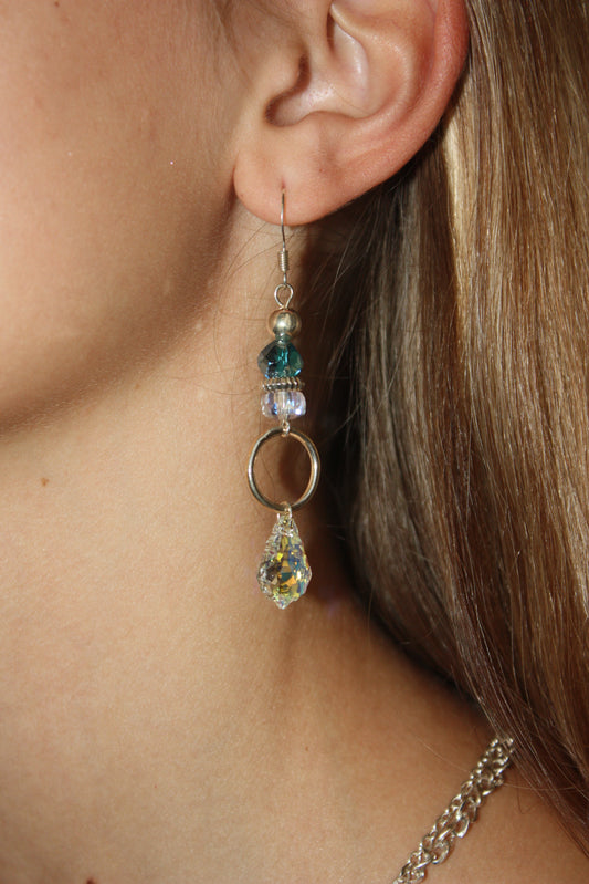 Baroque Teal Crystal Earrings