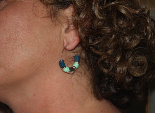 Clay & Crystal Hoop Earrings